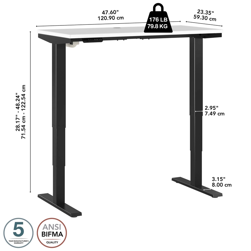 Pemberly Row 48W x 24D Height Adjustable Standing Desk - Engineered Wood