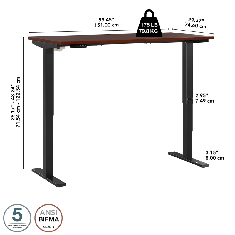 Pemberly Row 60W x 30D Height Adjustable Standing Desk - Engineered Wood