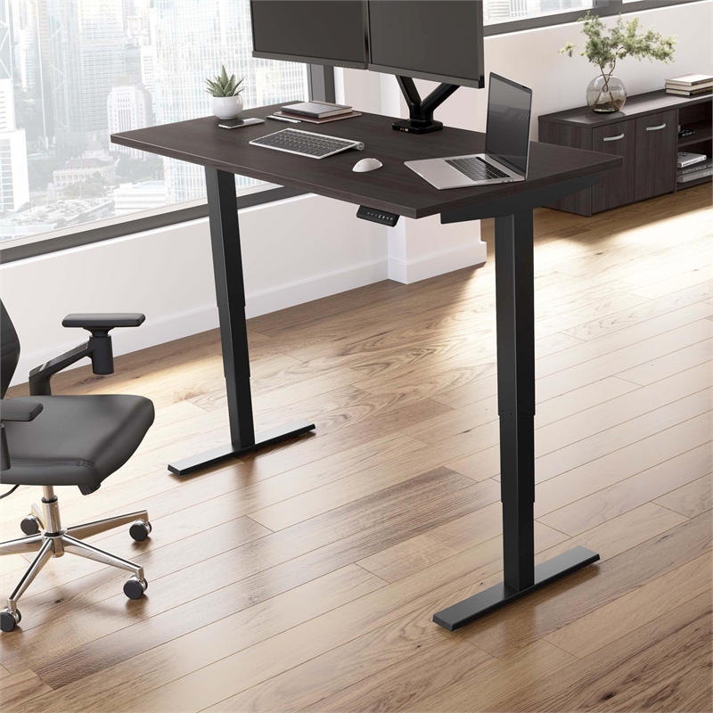 Pemberly Row 60W x 30D Height Adjustable Standing Desk - Engineered Wood