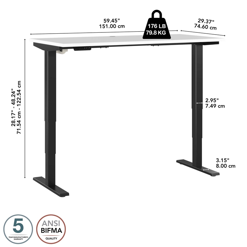 Pemberly Row 60W x 30D Height Adjustable Standing Desk - Engineered Wood