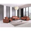 Pemberly Row Genuine Italian Leather Power Reclining Loveseat in Brown