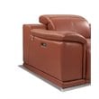 Pemberly Row Genuine Italian Leather Power Reclining Loveseat in Brown