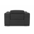 Pemberly Row Genuine Italian Leather Power Reclining Chair in Dark Gray