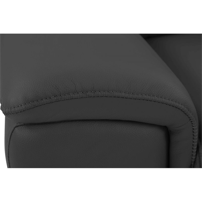 Pemberly Row Genuine Italian Leather Power Reclining Chair in Dark Gray