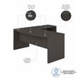 Pemberly Row 72W Bow Front L Shaped Desk in Charcoal Maple - Engineered Wood