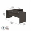 Pemberly Row 72W Bow Front L Shaped Desk in Charcoal Maple - Engineered Wood