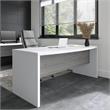 Pemberly Row 72W Bow Front Desk in Pure White and Modern Gray - Engineered Wood