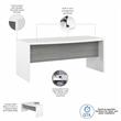 Pemberly Row 72W Bow Front Desk in Pure White and Modern Gray - Engineered Wood