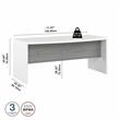 Pemberly Row 72W Bow Front Desk in Pure White and Modern Gray - Engineered Wood