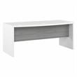 Pemberly Row 72W Bow Front Desk in Pure White and Modern Gray - Engineered Wood