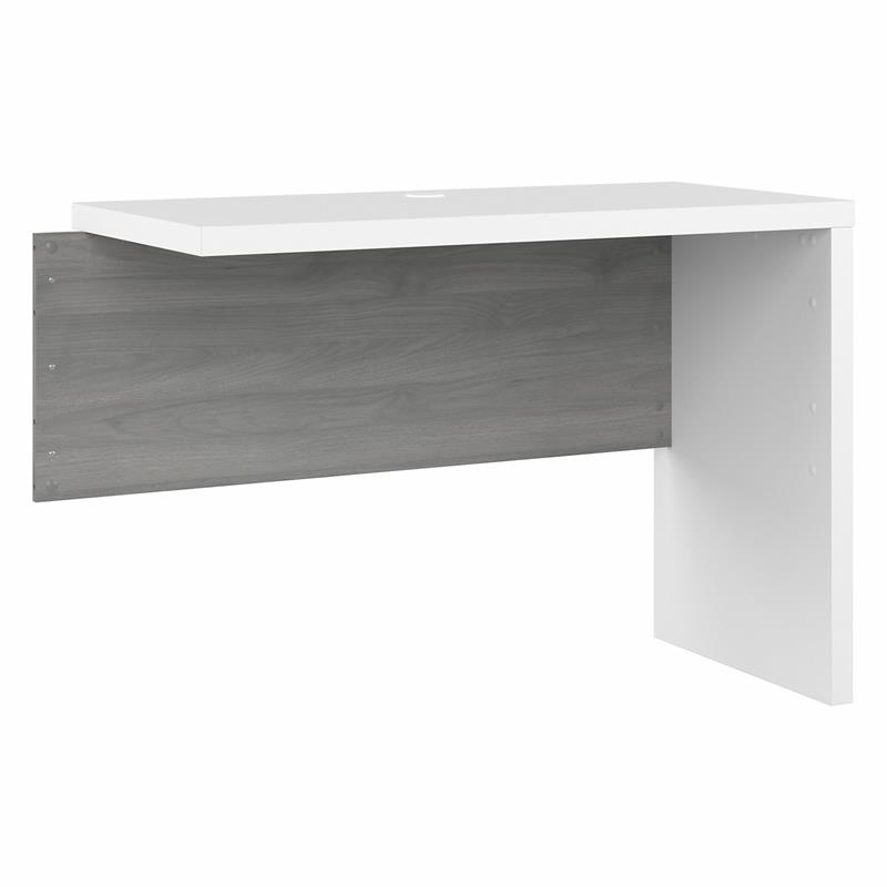 Pemberly Row 42W Desk Return/Bridge in Pure White and Gray - Engineered Wood