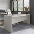 Pemberly Row 72W Bow Front Desk in Gray Sand - Engineered Wood
