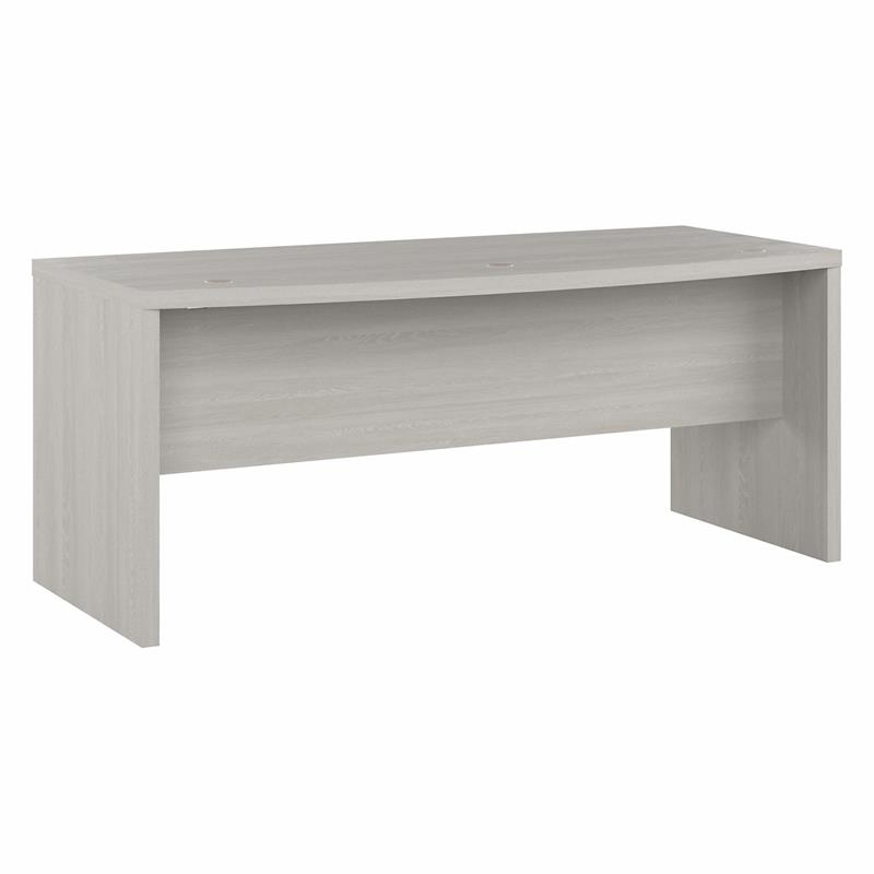 Pemberly Row 72W Bow Front Desk in Gray Sand - Engineered Wood