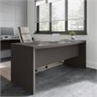 Pemberly Row 72W Bow Front Desk in Charcoal Maple - Engineered Wood