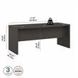 Pemberly Row 72W Bow Front Desk in Charcoal Maple - Engineered Wood