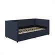 Pemberly Row Modern Daybed with Storage Drawers in Blue Linen