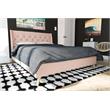 Pemberly Row Modern / Contemporary Bed Queen in Pink Finish Linen