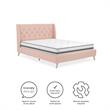 Pemberly Row Modern / Contemporary Bed Queen in Pink Finish Linen