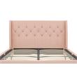 Pemberly Row Modern / Contemporary Bed Queen in Pink Finish Linen