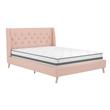 Pemberly Row Modern / Contemporary Bed Queen in Pink Finish Linen