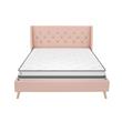 Pemberly Row Modern / Contemporary Bed Queen in Pink Finish Linen