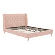 Pemberly Row Modern / Contemporary Bed Queen in Pink Finish Linen