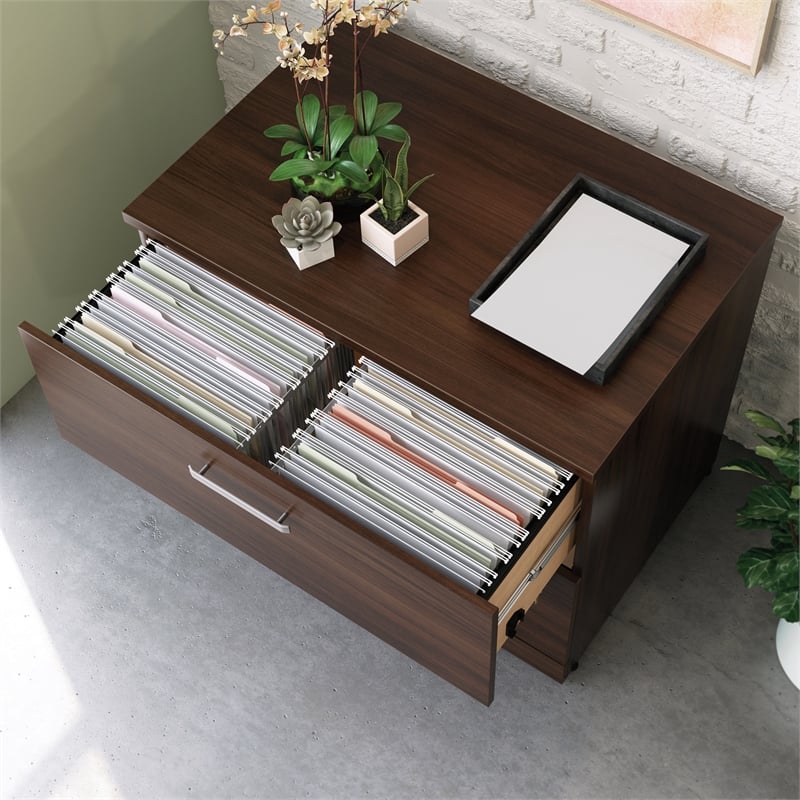 Pemberly Row Engineered Wood Lateral Filing Cabinet in Noble Elm/Brown