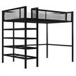Pemberly Row Modern Storage Loft bed with Bookcase in Black Metal
