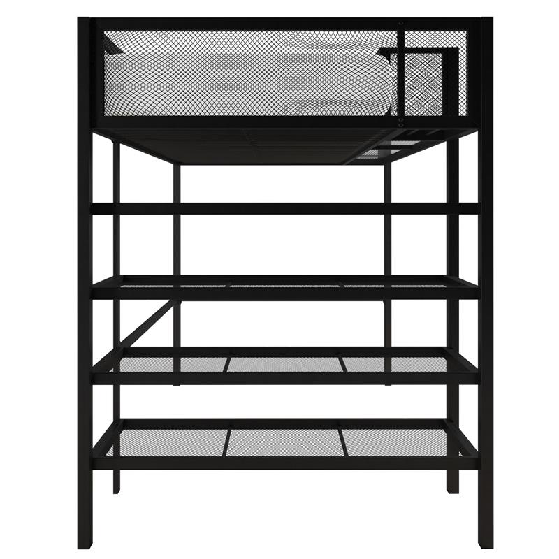 Pemberly Row Modern Storage Loft bed with Bookcase in Black Metal