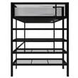Pemberly Row Modern Storage Loft bed with Bookcase in Black Metal