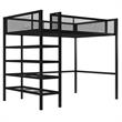 Pemberly Row Modern Storage Loft bed with Bookcase in Black Metal