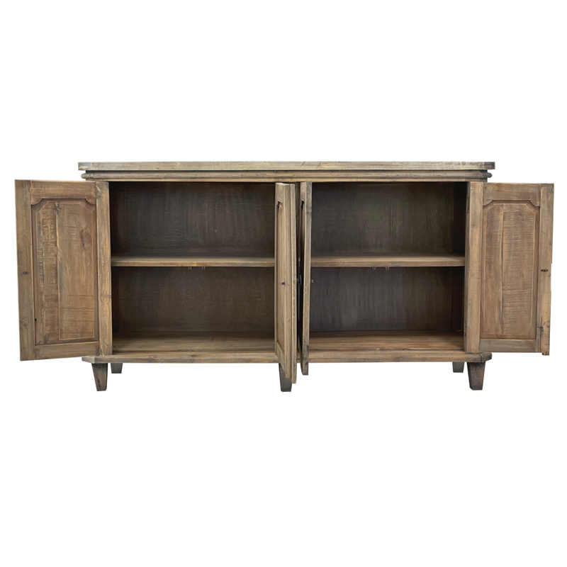 Pemberly Row Cottage Panel Door Credenza Driftwood Brown Solid Wood Sideboard