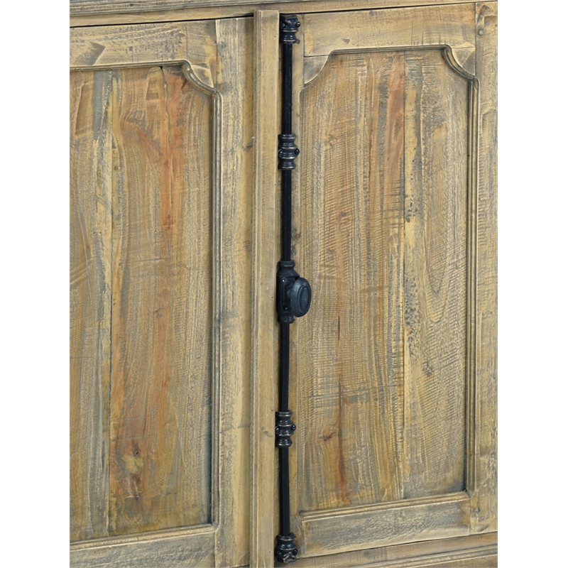 Pemberly Row Cottage Panel Door Credenza Driftwood Brown Solid Wood Sideboard