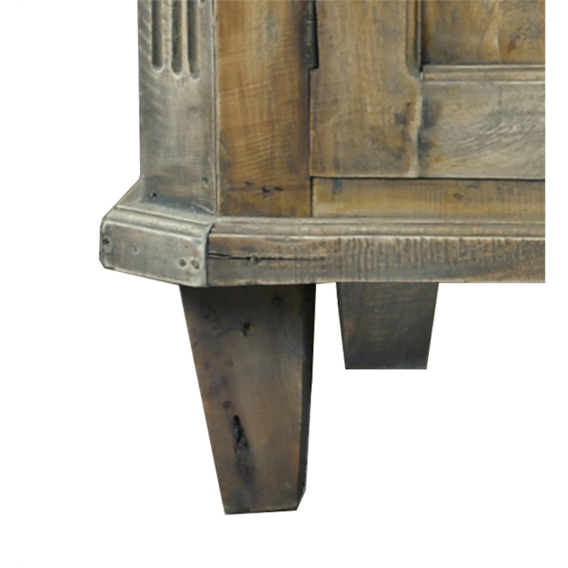 Pemberly Row Cottage Panel Door Credenza Driftwood Brown Solid Wood Sideboard