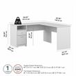 Pemberly Row 60W L Shaped Desk with Drawers in White - Engineered Wood