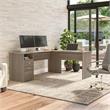 Pemberly Row 72W L Shaped Computer Desk with File in Ash Gray - Engineered Wood