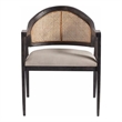 Pemberly Row Black Wood & Cane Accent Chair in Gray Performance Fabric