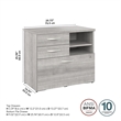 Pemberly Row Engineered Wood Office Storage Cabinet with Drawers - Platinum Gray