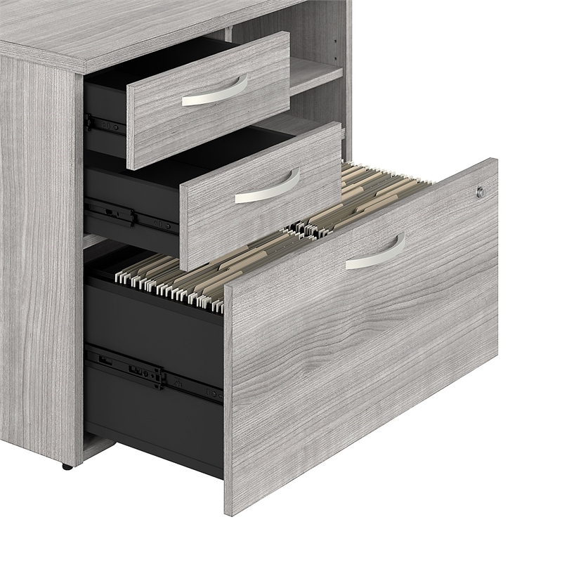 Pemberly Row Engineered Wood Office Storage Cabinet with Drawers - Platinum Gray