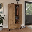 Pemberly Row Tall Entryway Cabinet with Doors in Fresh Walnut - Engineered Wood