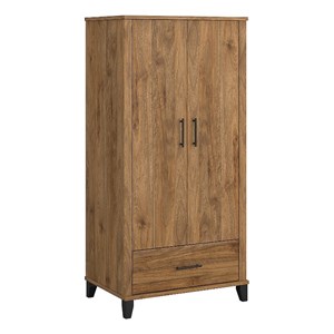 Pemberly Row Tall Entryway Cabinet with Doors in Fresh Walnut - Engineered Wood