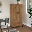 Pemberly Row Tall Entryway Cabinet with Doors in Fresh Walnut - Engineered Wood
