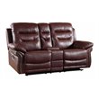 Pemberly Row Modern Contemporary Leather Console Loveseat in Burgundy Red