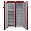Pemberly Row Contemporary Retro Refrigerator-Freezer Set in Red