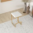 Pemberly Row White Boucle Fabric Tufted Kitchen Gold Metal Counter Stool