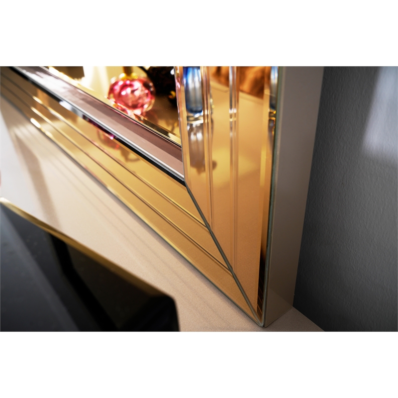 Pemberly Row Gold Detailed Dresser made with Wood in Sand Gray