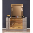Pemberly Row Gold Detailed Dresser made with Wood in Sand Gray