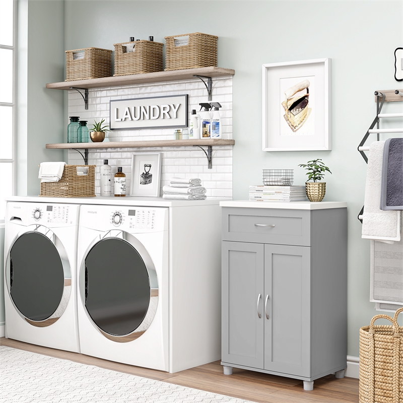 Pemberly Row Modern 2 Door/1 Drawer Base Cabinet in Dove Gray