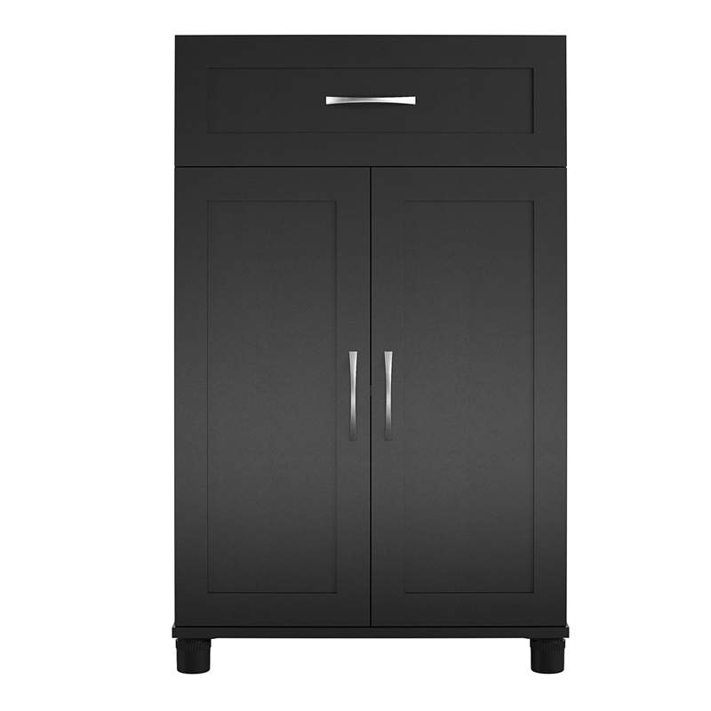 Pemberly Row Contemporary 2 Door/1 Drawer Base Cabinet in Black