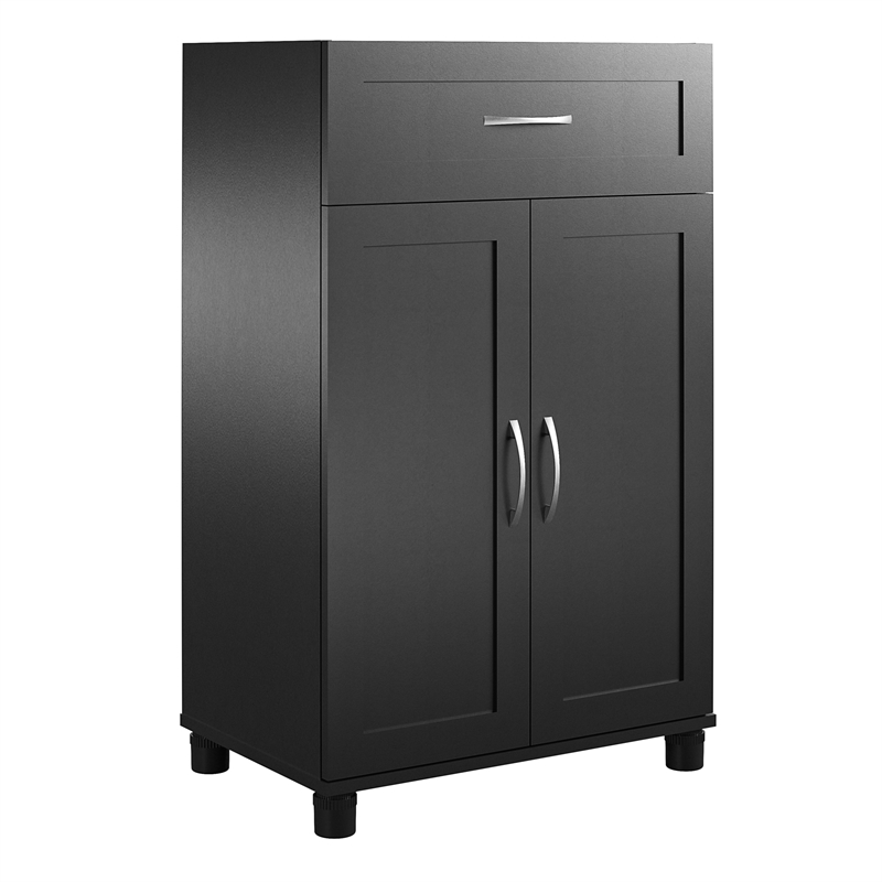 Pemberly Row Contemporary 2 Door/1 Drawer Base Cabinet in Black